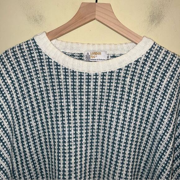 VNTG LONDON FOG large knit crewneck grandpa sweater XL cabincore cozy - Picture 4 of 5